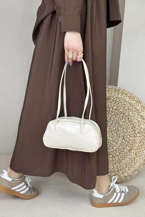 ONE COLOR SHINY SMALL WOMEN BAG CREAM/KREM - 2