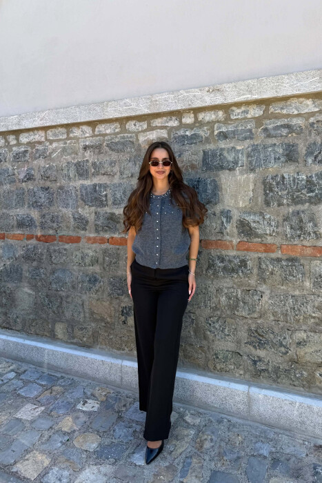 ONE COLOR SHINY STONES WOMAN CARDIGAN GREY/GRI - 4