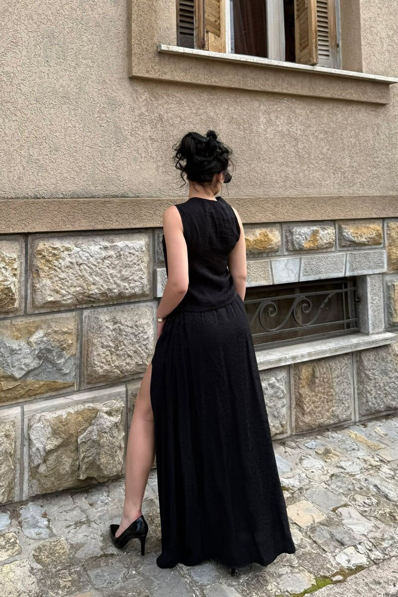 ONE COLOR SHINY VEST + SKORTS WOMAN SET BLACK/ E ZEZE - 2