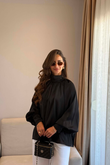 ONE COLOR SHINY WOMAN SHIRT BLACK/ E ZEZE - KLAUDIO FASHION