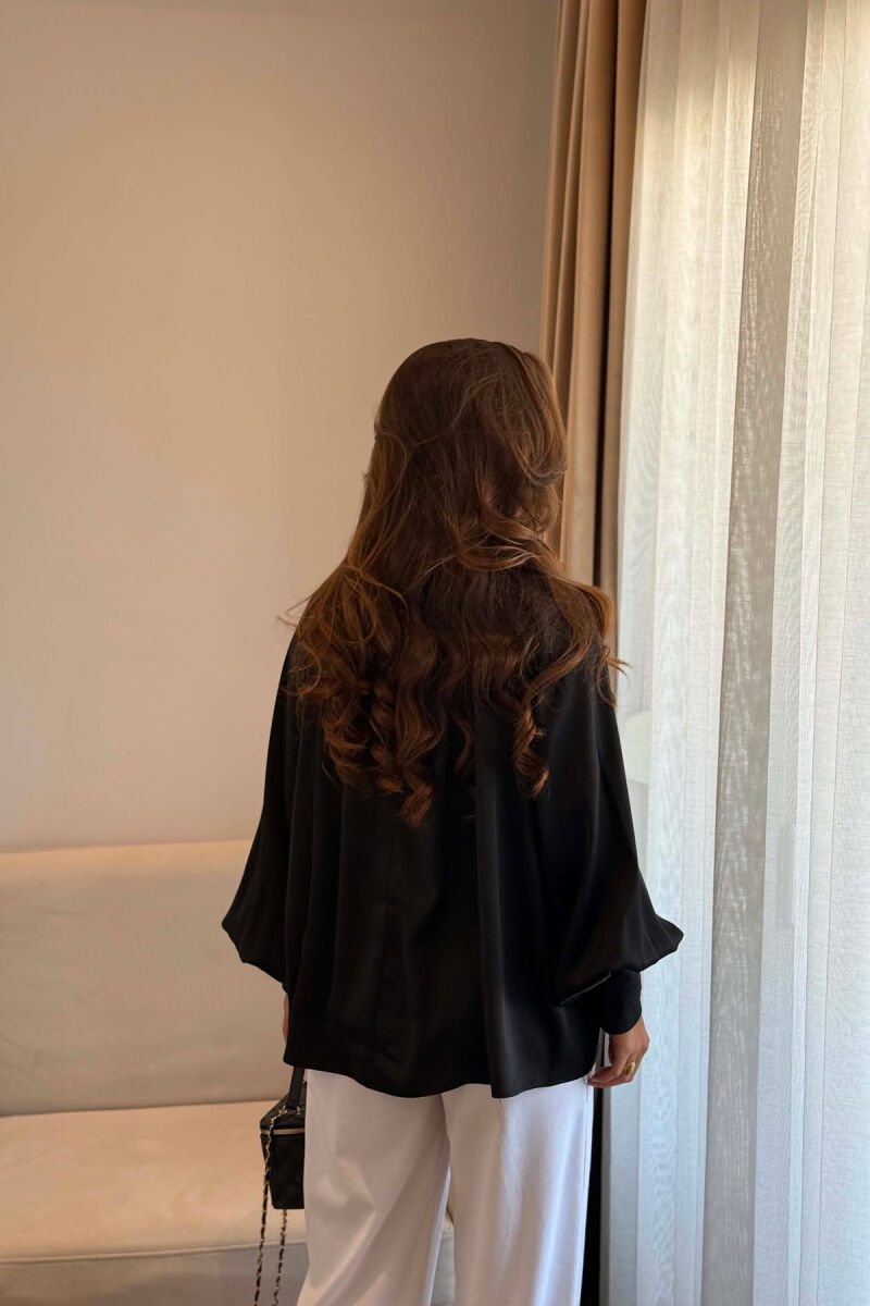 ONE COLOR SHINY WOMAN SHIRT BLACK/ E ZEZE - 4