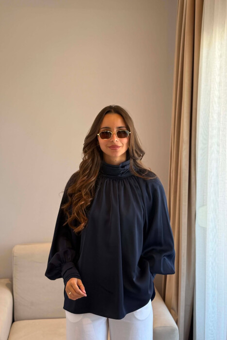 ONE COLOR SHINY WOMAN SHIRT BLUE/BLU 