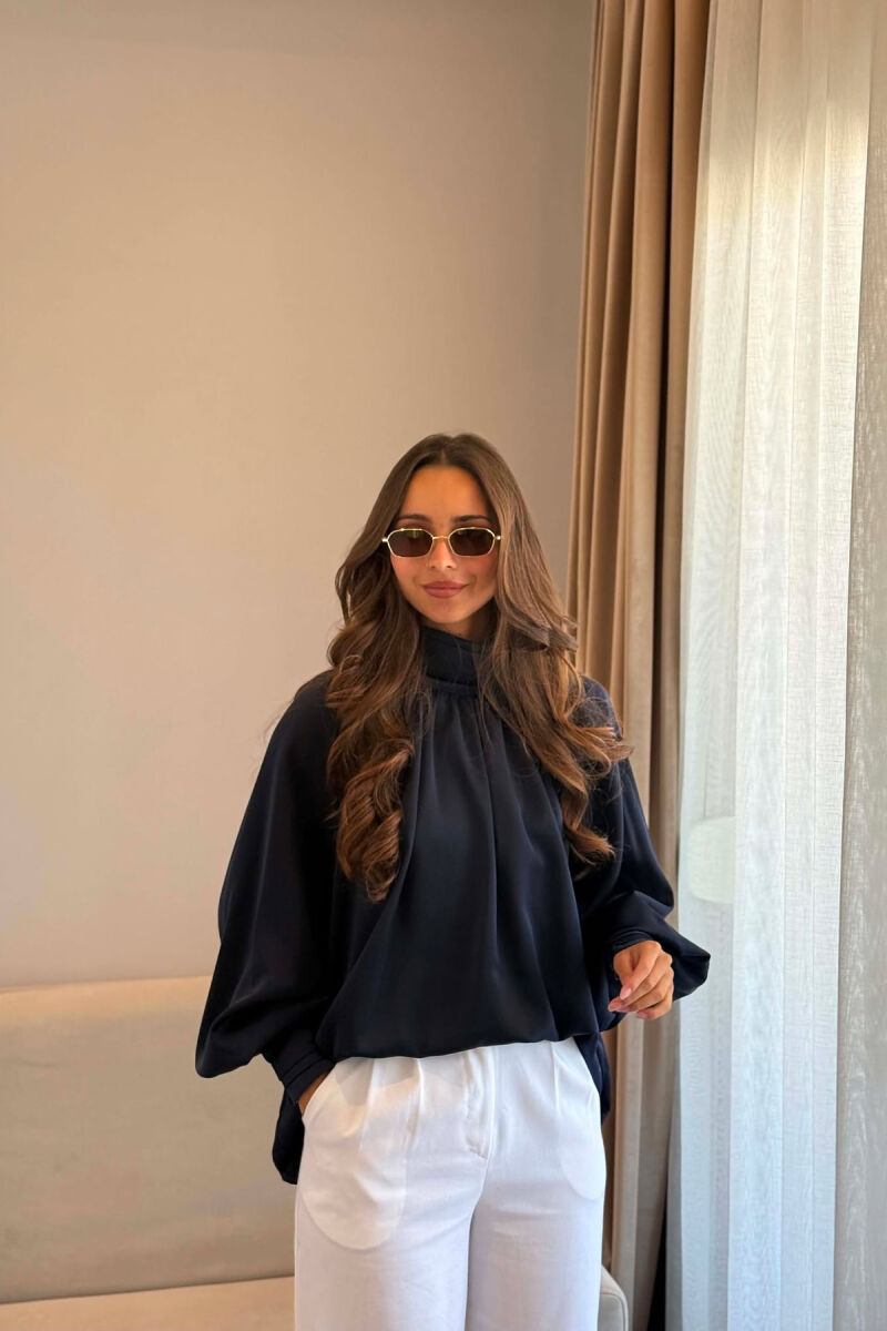 ONE COLOR SHINY WOMAN SHIRT BLUE/BLU - 3