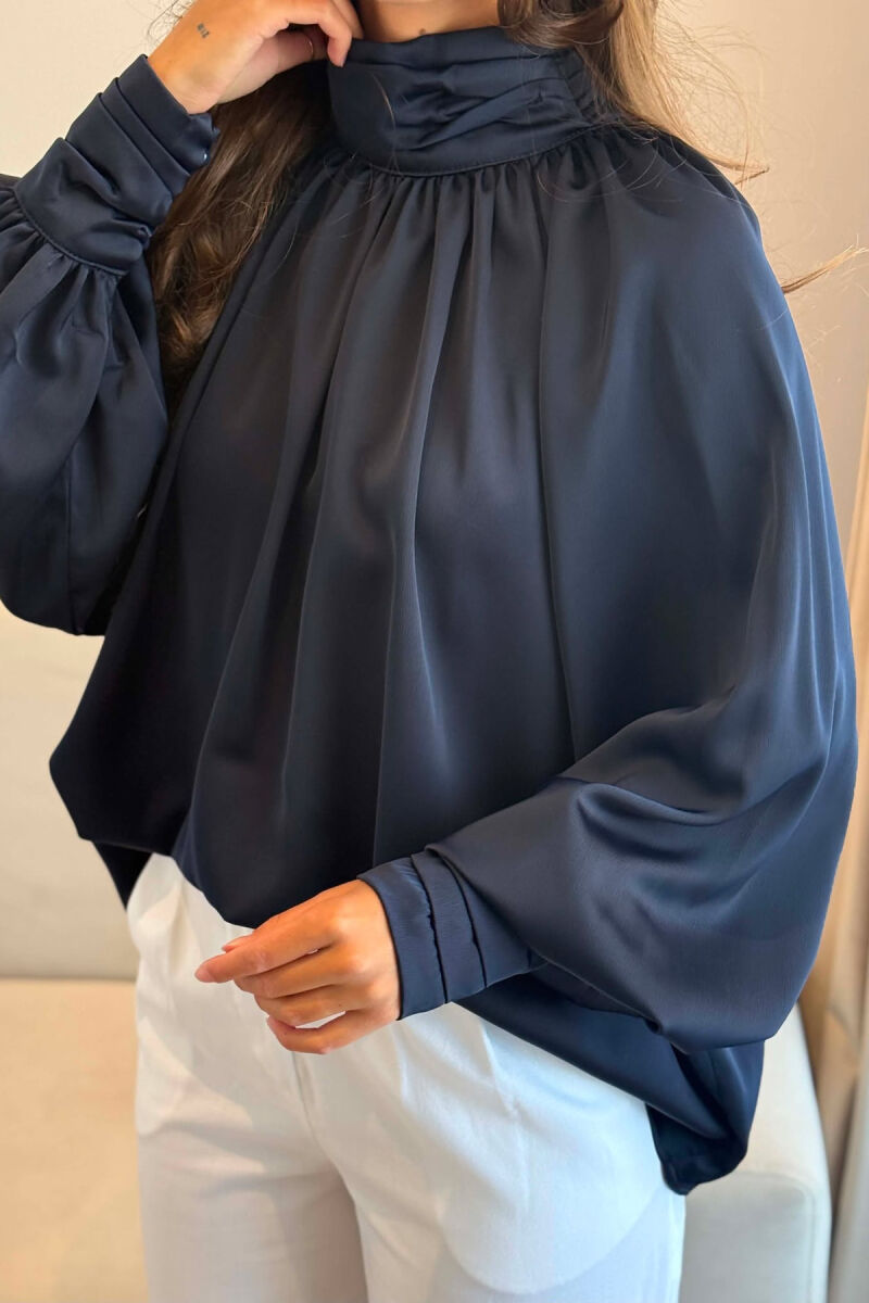 ONE COLOR SHINY WOMAN SHIRT BLUE/BLU - 4