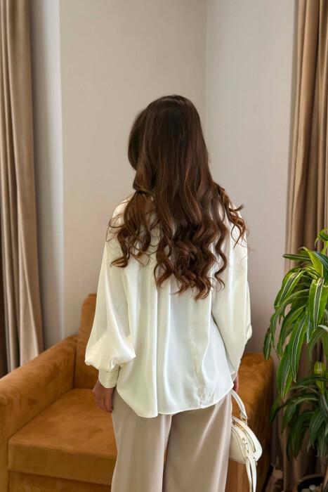 ONE COLOR SHINY WOMAN SHIRT WHITE-E BARDHE - 4