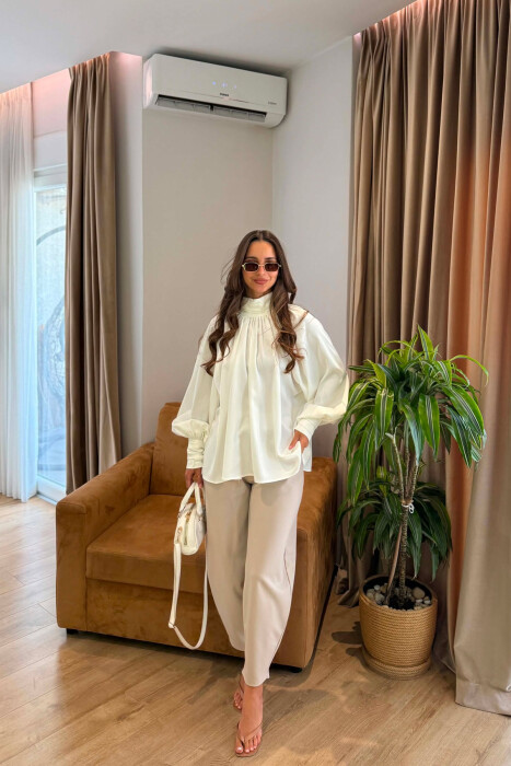 ONE COLOR SHINY WOMAN SHIRT WHITE-E BARDHE - 5
