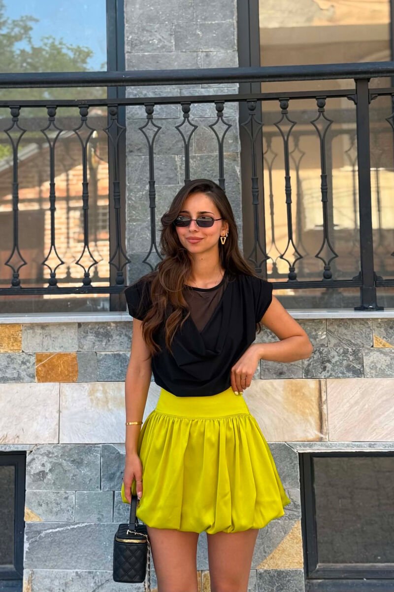 ONE COLOR SHINY WOMAN SKIRT LIGHT GREEN/JEZB - 2