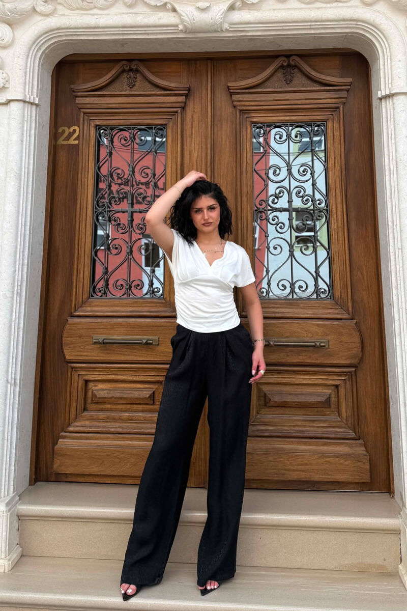 ONE COLOR SHINY WOMAN TROUSERS BLACK/ E ZEZE - 1