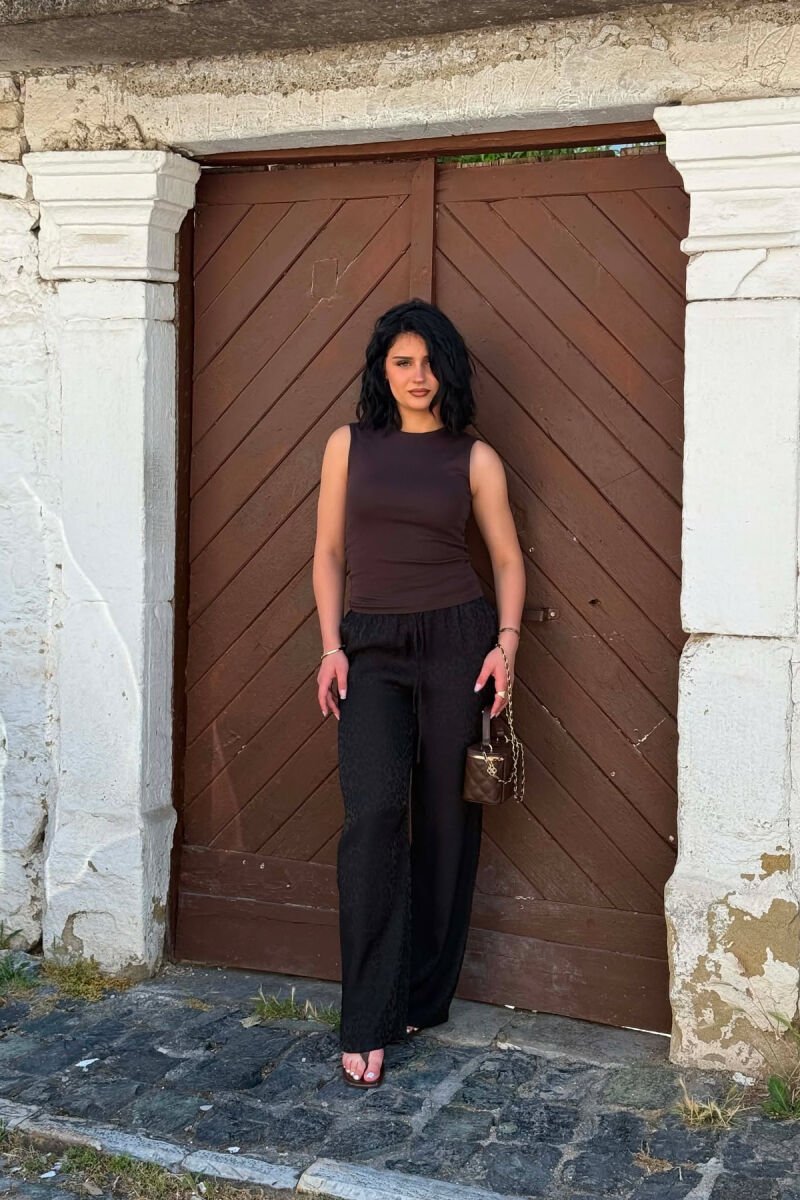 ONE COLOR SHINY WOMAN TROUSERS BLACK/ E ZEZE - 5