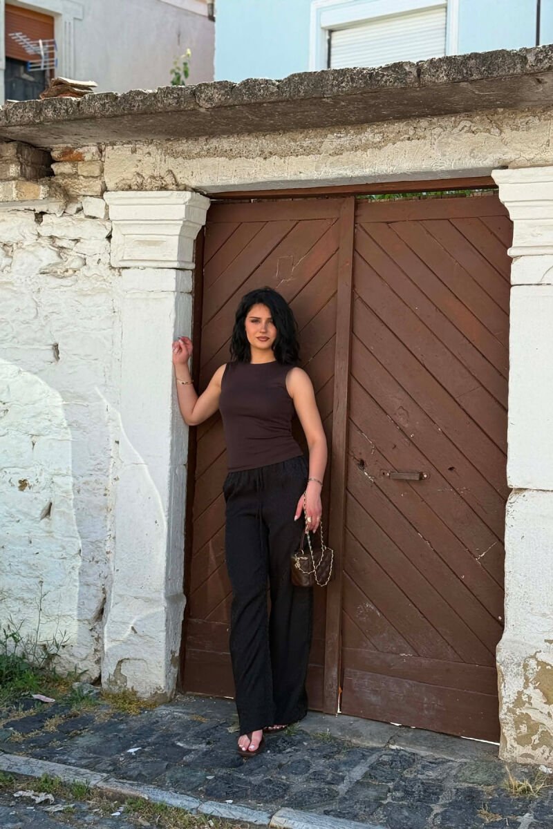 ONE COLOR SHINY WOMAN TROUSERS BLACK/ E ZEZE - 6