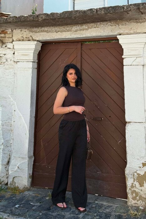 ONE COLOR SHINY WOMAN TROUSERS BLACK/ E ZEZE - 8