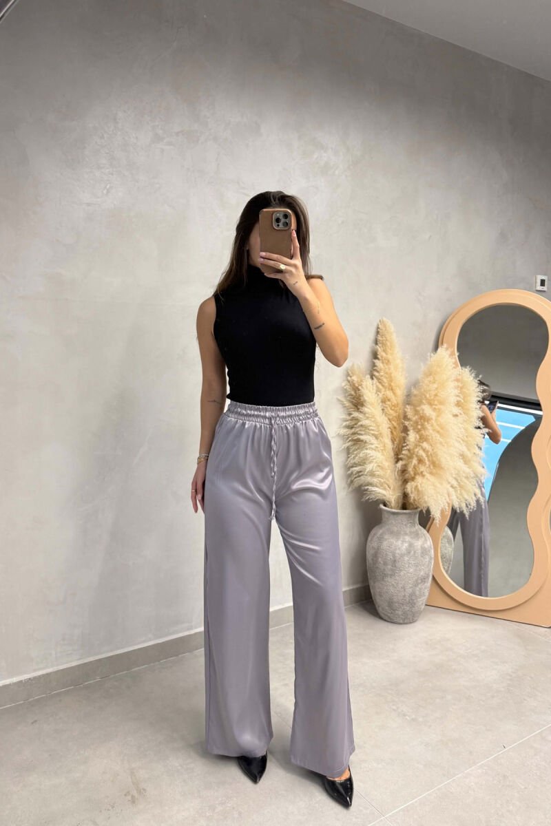 ONE COLOR SHINY WOMAN TROUSERS GREY/GRI - 2