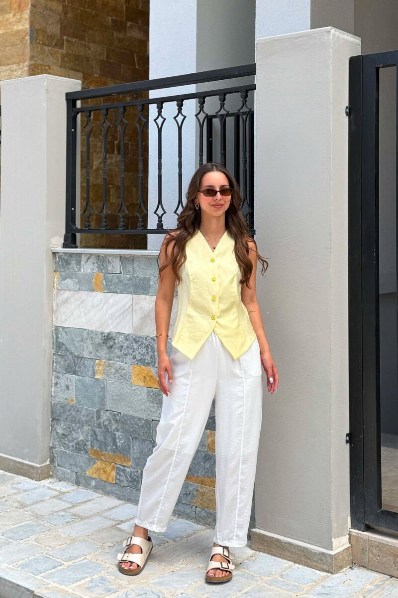 ONE COLOR SHINY WOMAN VEST YELLOW/E VERDHE - 2