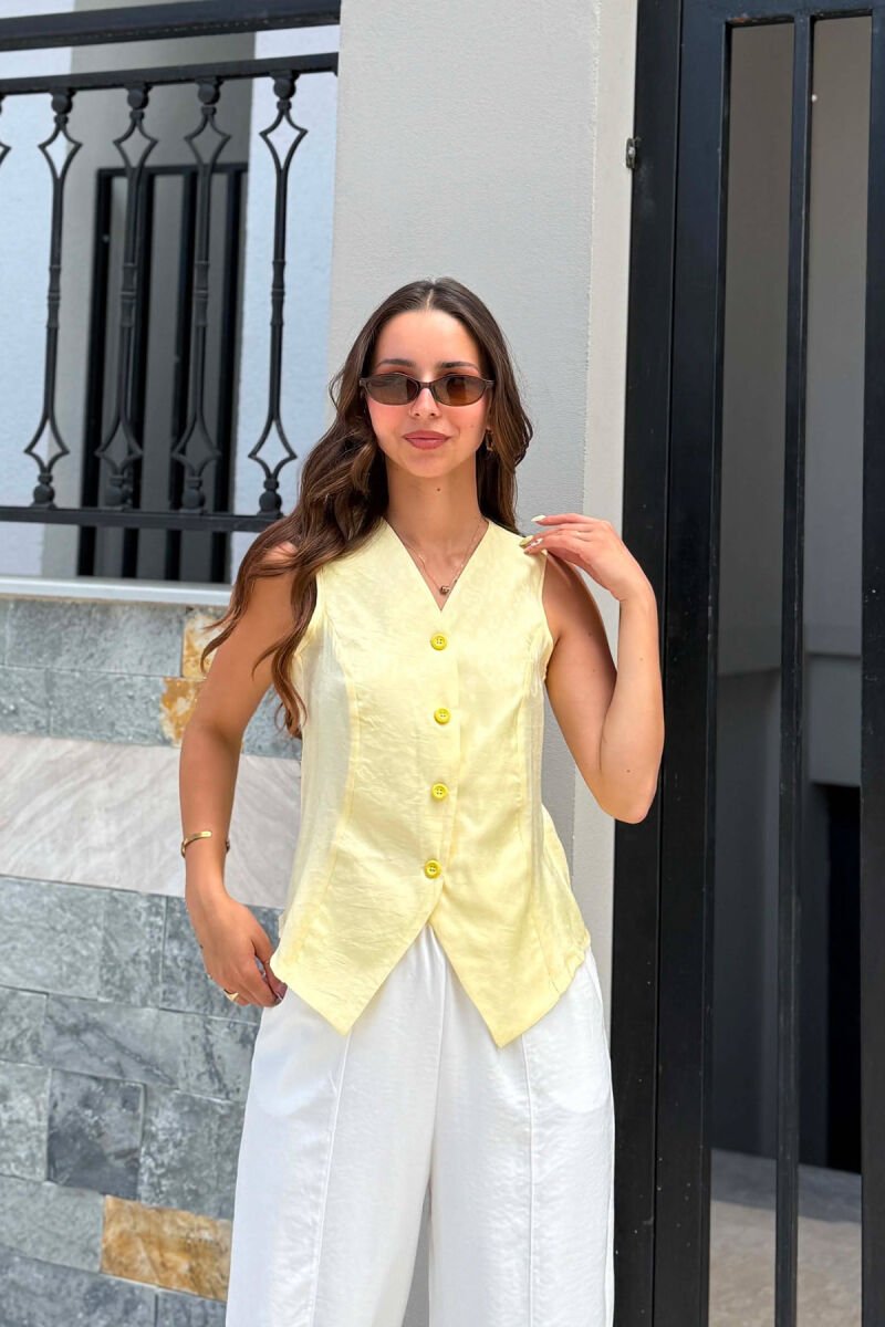 ONE COLOR SHINY WOMAN VEST YELLOW/E VERDHE - 4
