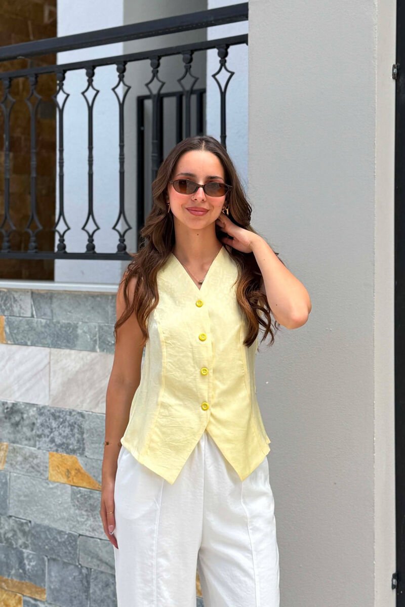 ONE COLOR SHINY WOMAN VEST YELLOW/E VERDHE - 6