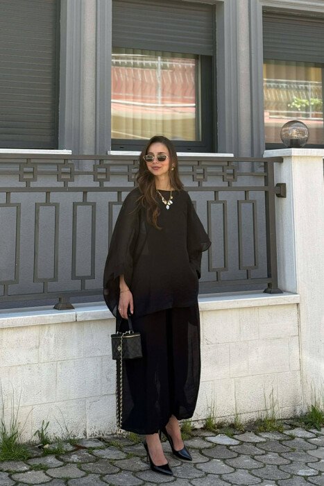 ONE COLOR SHIRT + BALLON TROUSERS WOMAN SET BLACK/ E ZEZE - 4
