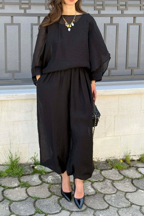 ONE COLOR SHIRT + BALLON TROUSERS WOMAN SET BLACK/ E ZEZE - 6