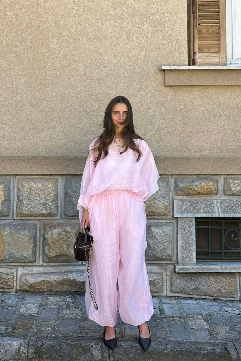 ONE COLOR SHIRT + BALLON TROUSERS WOMAN SET PINK/ROZE - 1