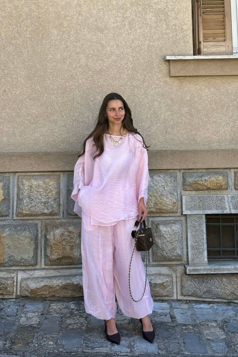 ONE COLOR SHIRT + BALLON TROUSERS WOMAN SET PINK/ROZE - 4