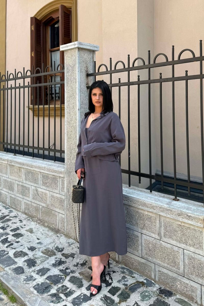 ONE COLOR SHIRT + DRESS WOMAN SET DARK GREY/GEE - 3