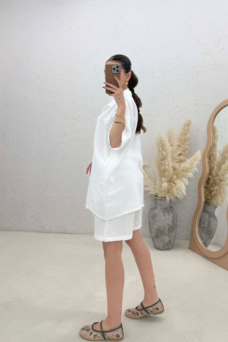 ONE COLOR SHIRT + SHORTS WOMAN SET WHITE-E BARDHE - 3