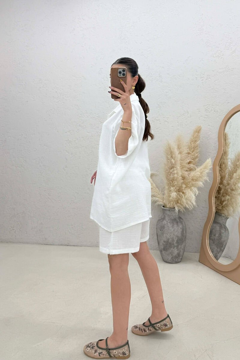 ONE COLOR SHIRT + SHORTS WOMAN SET WHITE-E BARDHE - 3