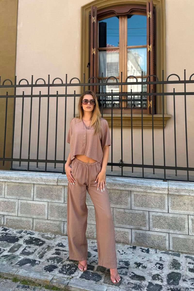 ONE COLOR SHIRT + TROUSERS WOMAN SET BEIGE/BEZHE - 1