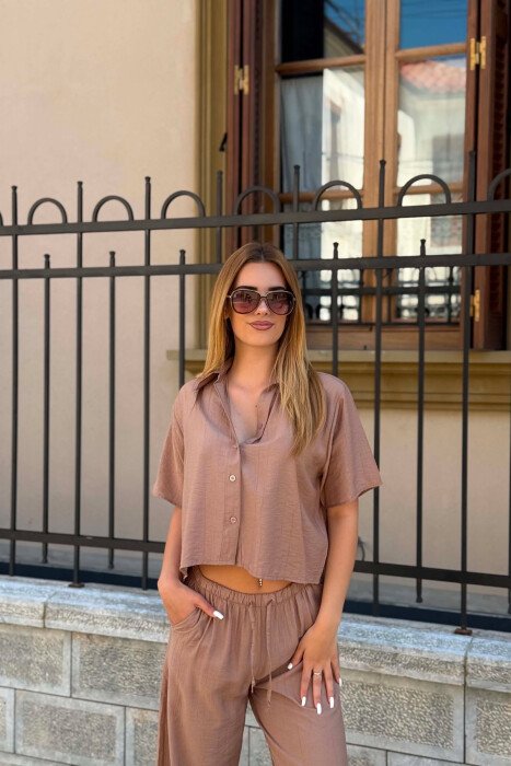 ONE COLOR SHIRT + TROUSERS WOMAN SET BEIGE/BEZHE - 3