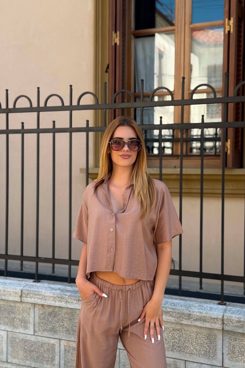 ONE COLOR SHIRT + TROUSERS WOMAN SET BEIGE/BEZHE - 3
