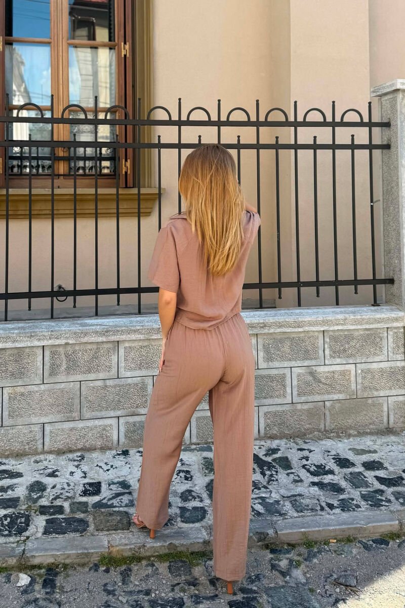 ONE COLOR SHIRT + TROUSERS WOMAN SET BEIGE/BEZHE - 5