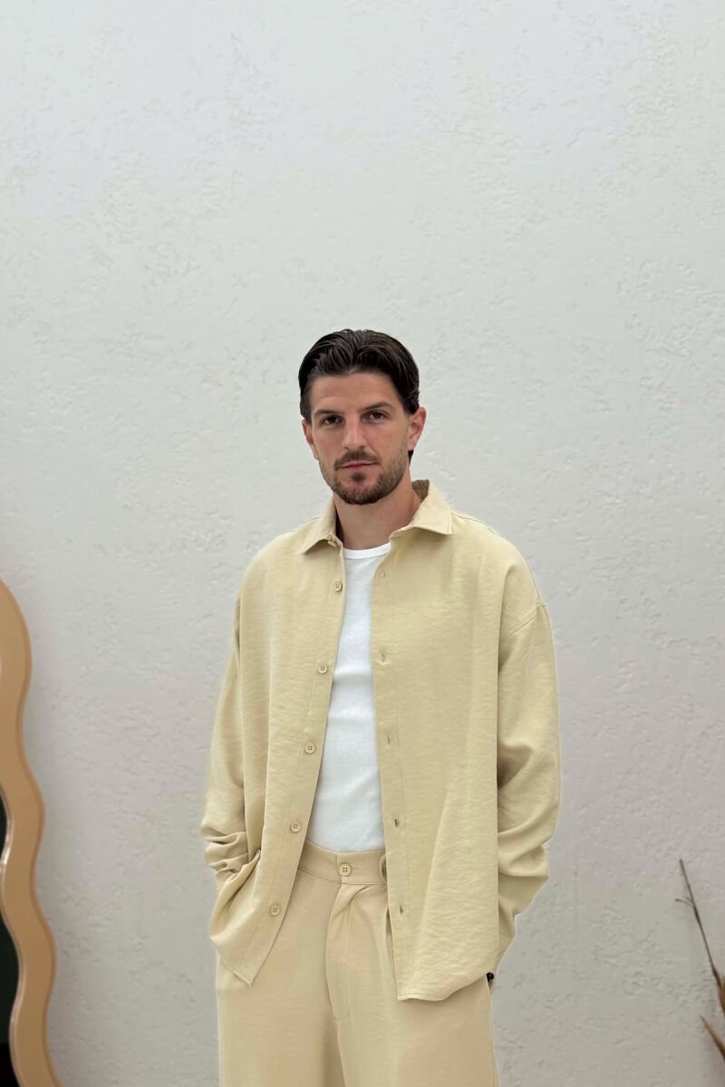ONE COLOR SHIRT + TROUSERS MEN SET BEIGE/BEZHE - 3