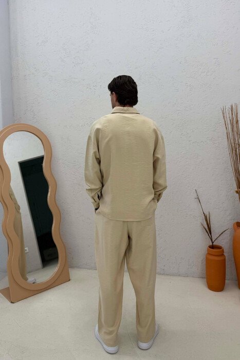 ONE COLOR SHIRT + TROUSERS MEN SET BEIGE/BEZHE - 5