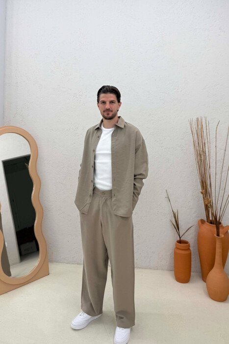 ONE COLOR SHIRT + TROUSERS MEN SET GREY/GRI - 1