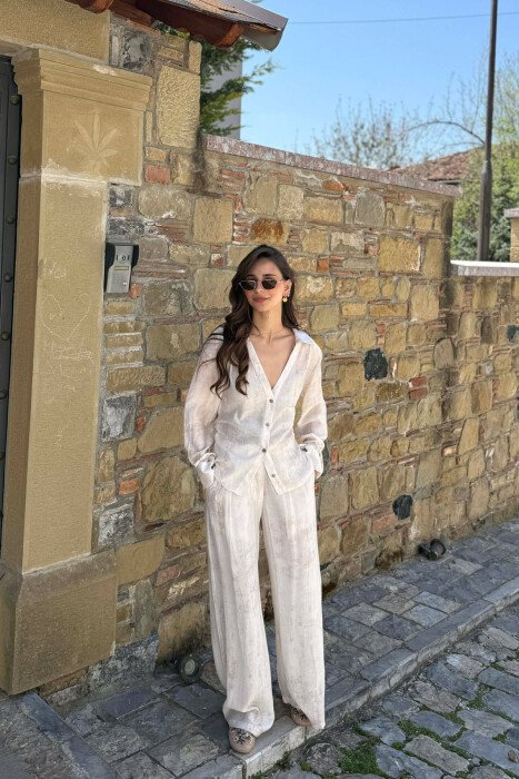 ONE COLOR SHIRT + TROUSERS WOMAN SET BEIGE/BEZHE 