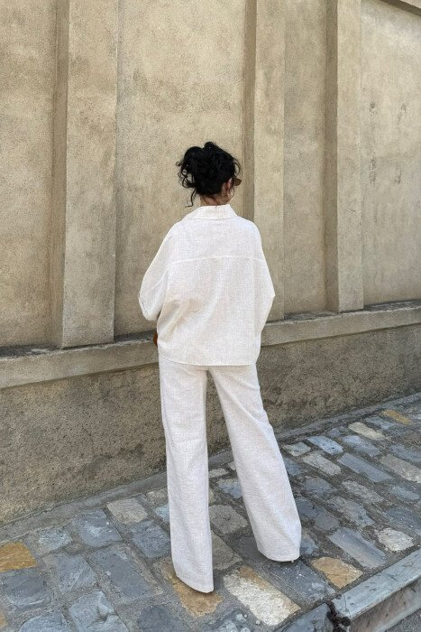 ONE COLOR SHIRT + TROUSERS WOMAN SET BEIGE/BEZHE - 3