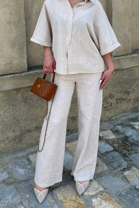 ONE COLOR SHIRT + TROUSERS WOMAN SET BEIGE/BEZHE - 6