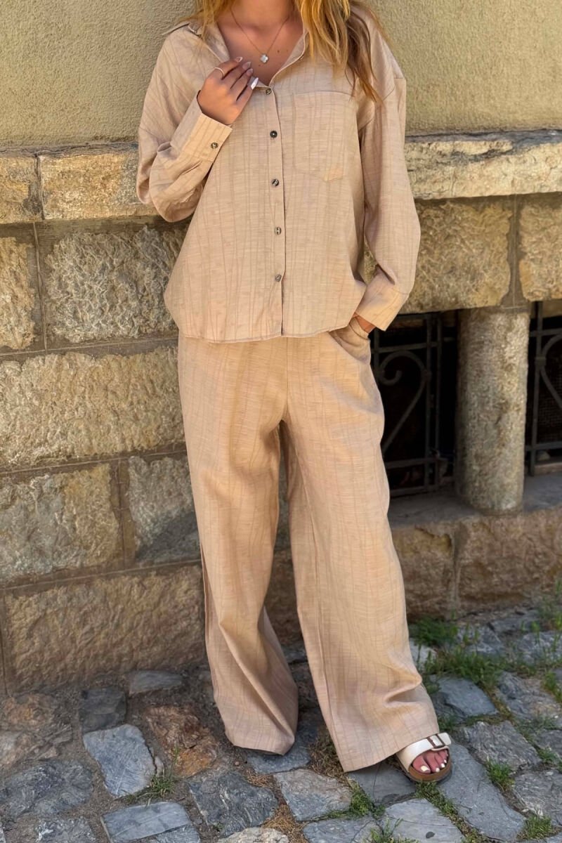 ONE COLOR SHIRT + TROUSERS WOMAN SET BEIGE/BEZHE - 5