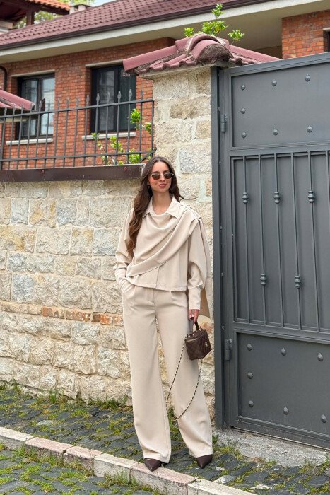 ONE COLOR SHIRT +TROUSERS WOMAN SET BEIGE/BEZHE - 2