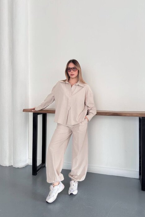 ONE COLOR SHIRT + TROUSERS WOMAN SET BEIGE/BEZHE - 5