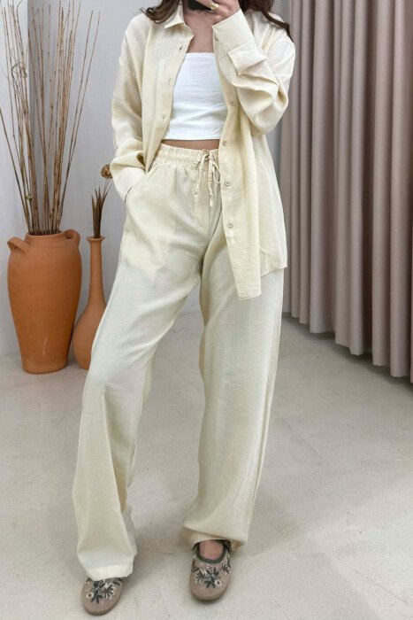 ONE COLOR SHIRT + TROUSERS WOMAN SET BEIGE/BEZHE - 3