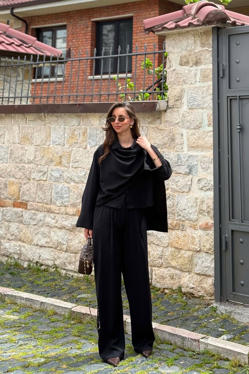 ONE COLOR SHIRT +TROUSERS WOMAN SET BLACK/ E ZEZE - 1