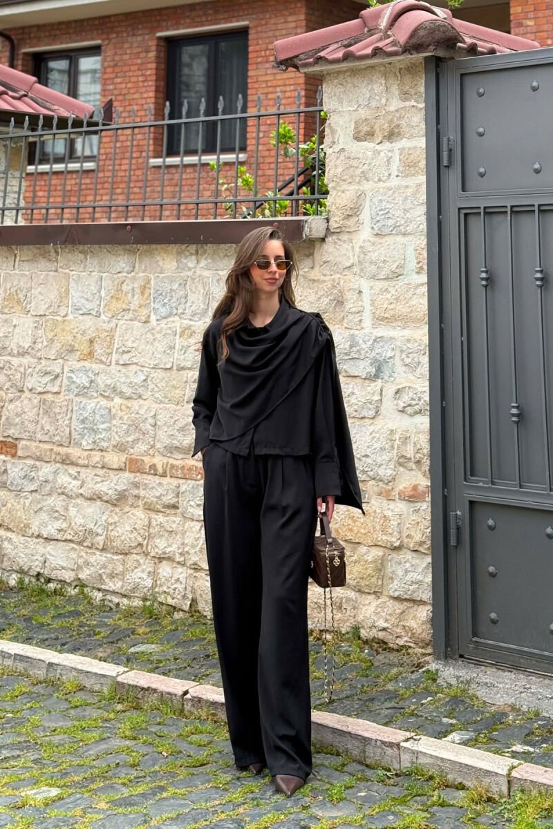 ONE COLOR SHIRT +TROUSERS WOMAN SET BLACK/ E ZEZE - 2