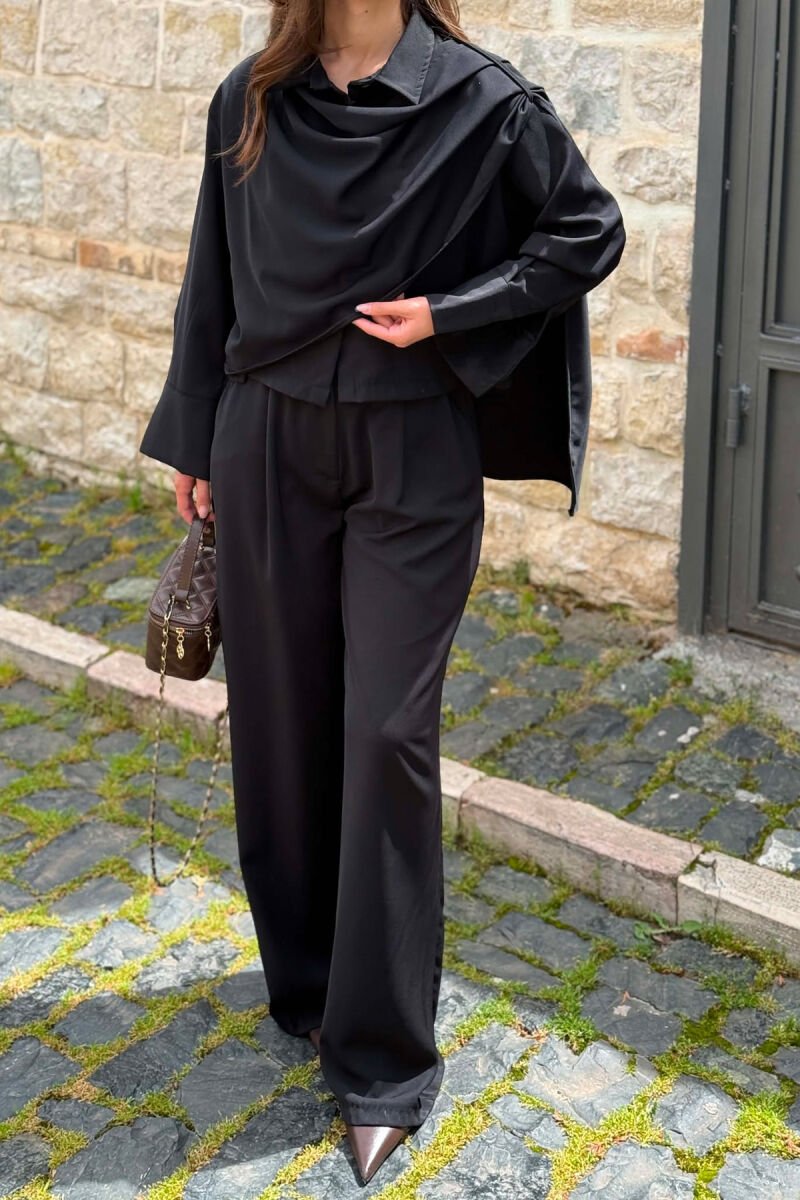 ONE COLOR SHIRT +TROUSERS WOMAN SET BLACK/ E ZEZE - 6