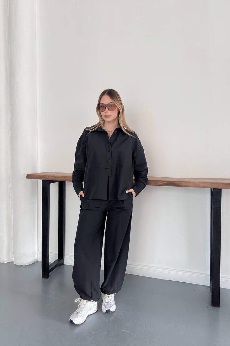 ONE COLOR SHIRT + TROUSERS WOMAN SET BLACK/ E ZEZE - 1