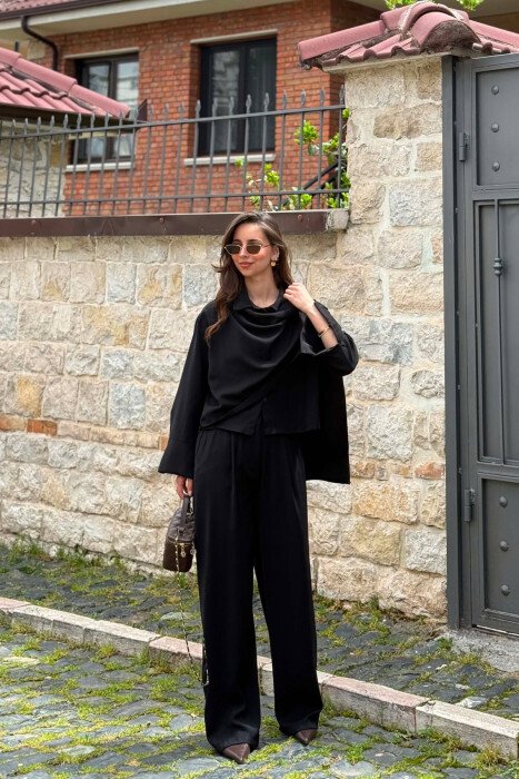 SET NJE NGJYRESH KEMISHE + PANTALLONA PER FEMRA NE NGJYRE TE ZEZE - KLAUDIO FASHION