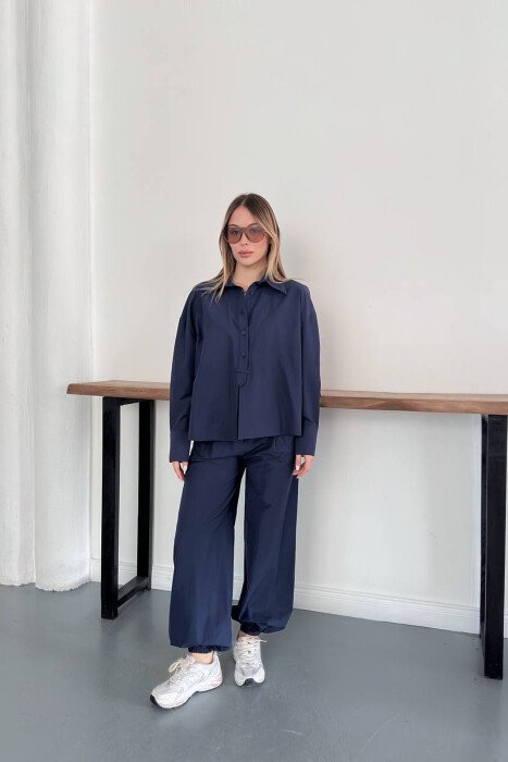 ONE COLOR SHIRT + TROUSERS WOMAN SET BLUE/BLU - KLAUDIO FASHION