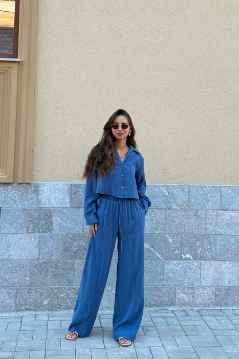 SET NJE NGJYRESH KEMISHE + PANTALLONA PER FEMRA NE NGJYRE BLU 