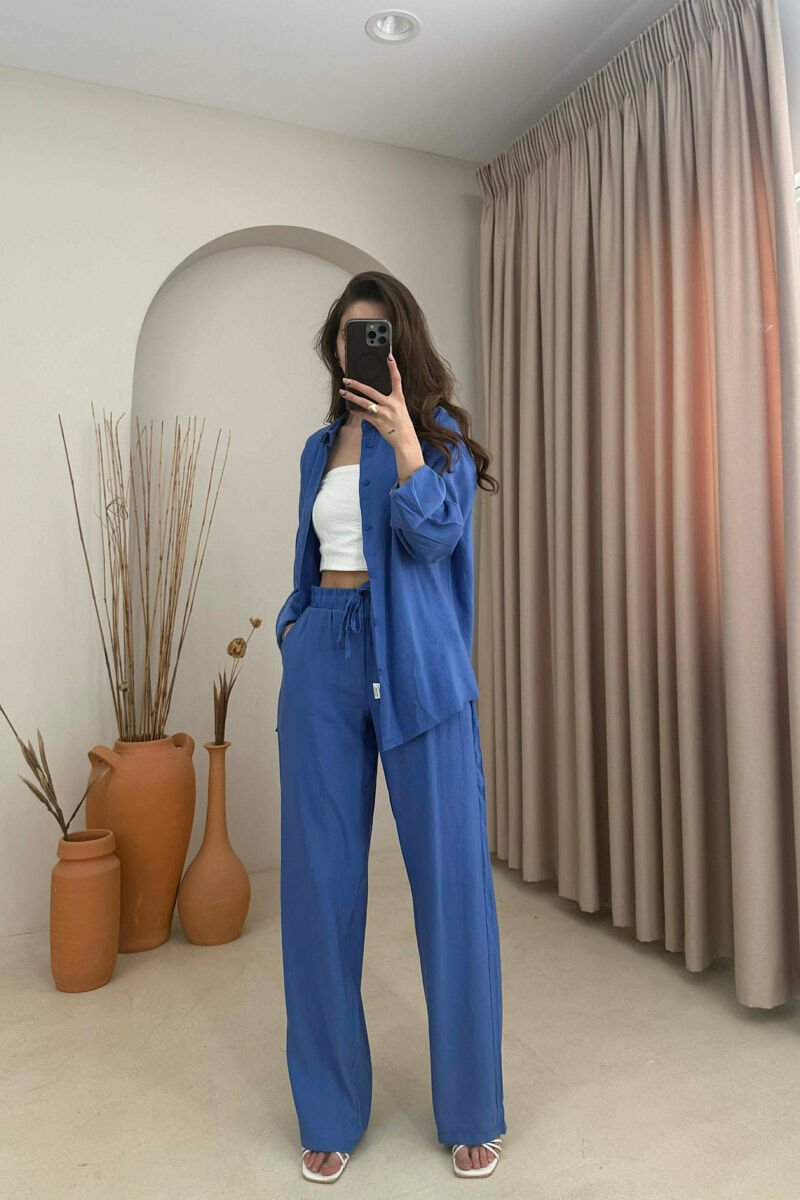 ONE COLOR SHIRT + TROUSERS WOMAN SET BLUE/BLU - 1