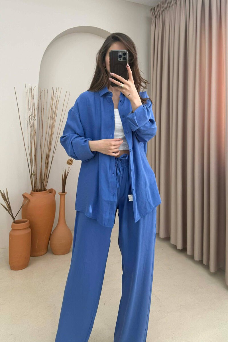 ONE COLOR SHIRT + TROUSERS WOMAN SET BLUE/BLU - 2