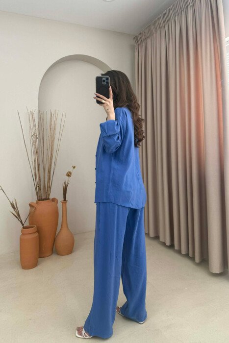 ONE COLOR SHIRT + TROUSERS WOMAN SET BLUE/BLU - 4